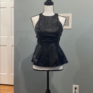 faux leather peplum  top